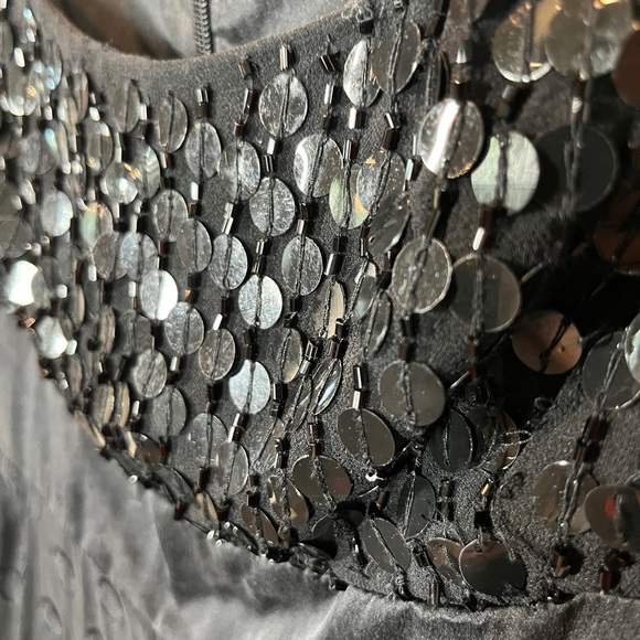 Nanette Lepore Vintage Y2K 90s 2000s SILK Black Sequins Mini Dress Sheer Overlay - Picture 8 of 10